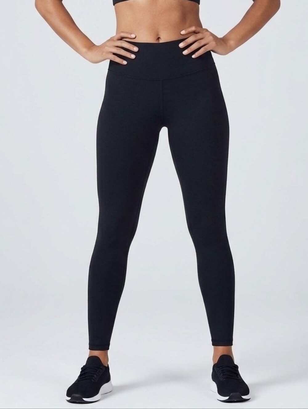 Fabletics High Waisted Full Length Black Leggings, Approx Size M/L